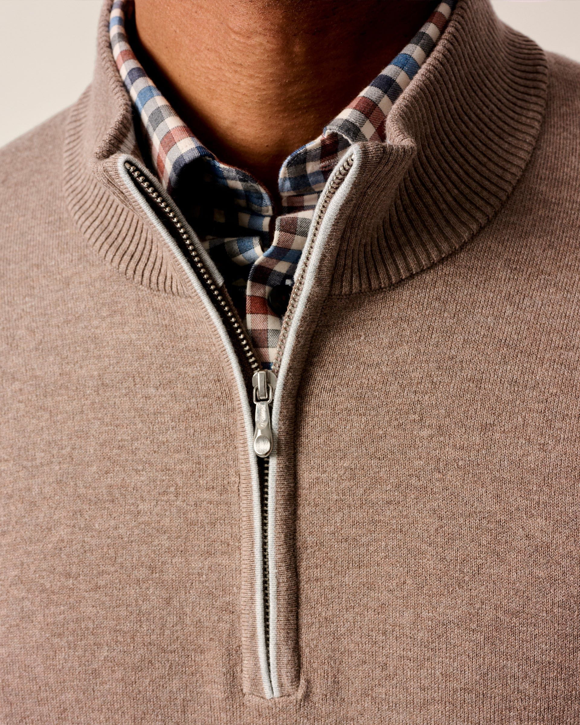 Desmond Plaited Cotton Blend 1/4 Zip Sweater - Image 2