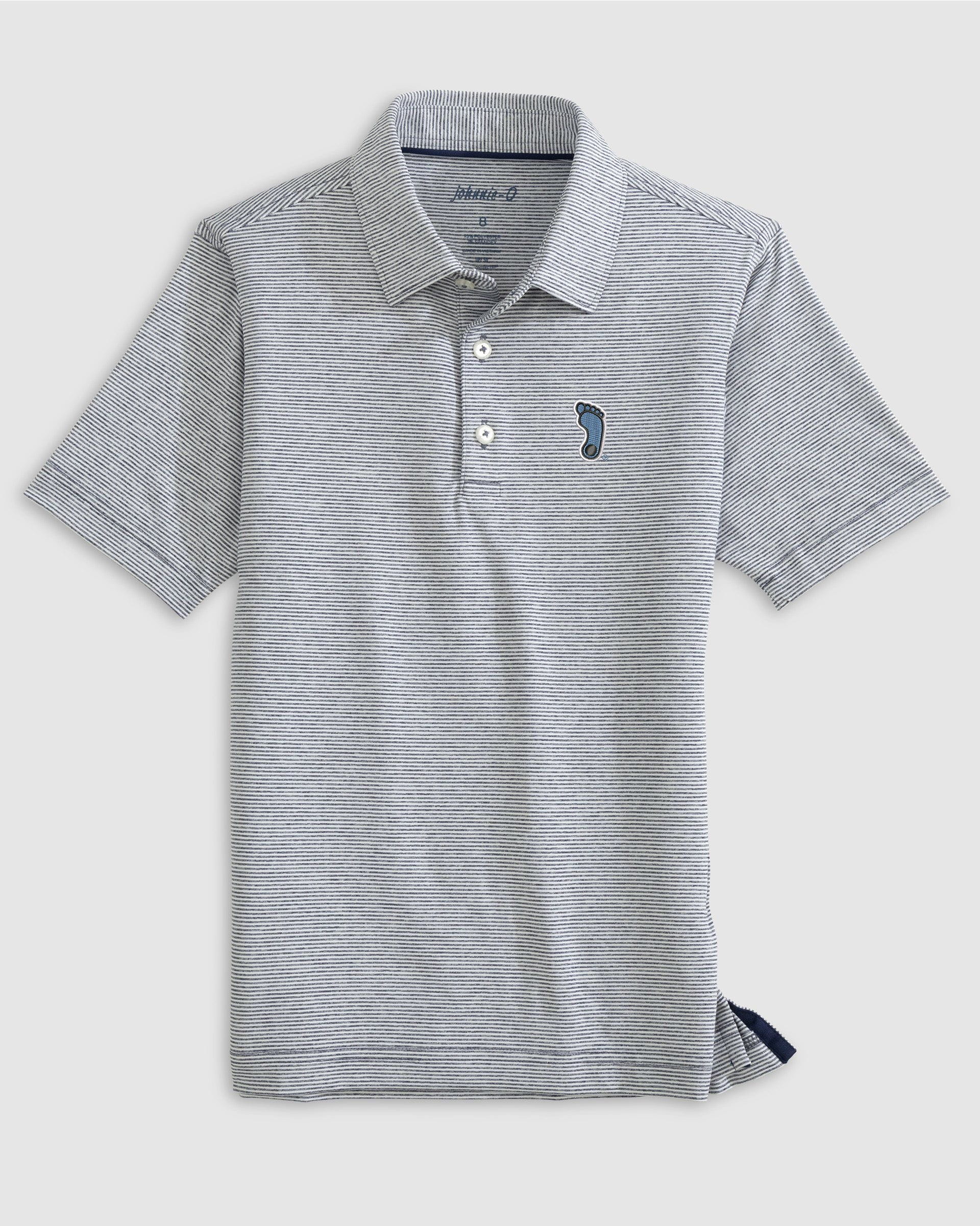 University of North Carolina Lyndonn Jr. Striped Jersey Performance Polo - Tar Heel Logo
