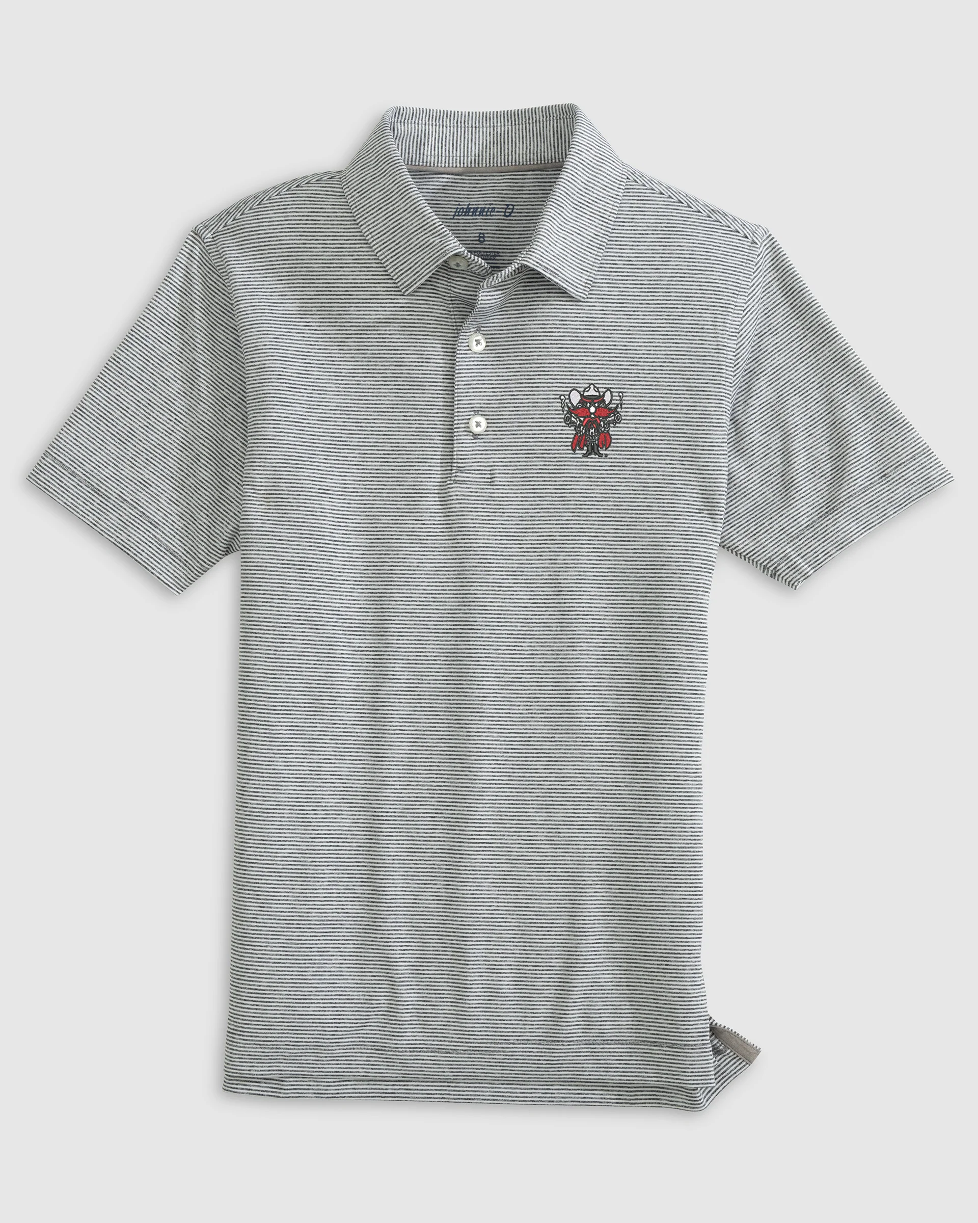 Texas Tech Lyndonn Jr. Striped Jersey Performance Polo - Red Raider Logo