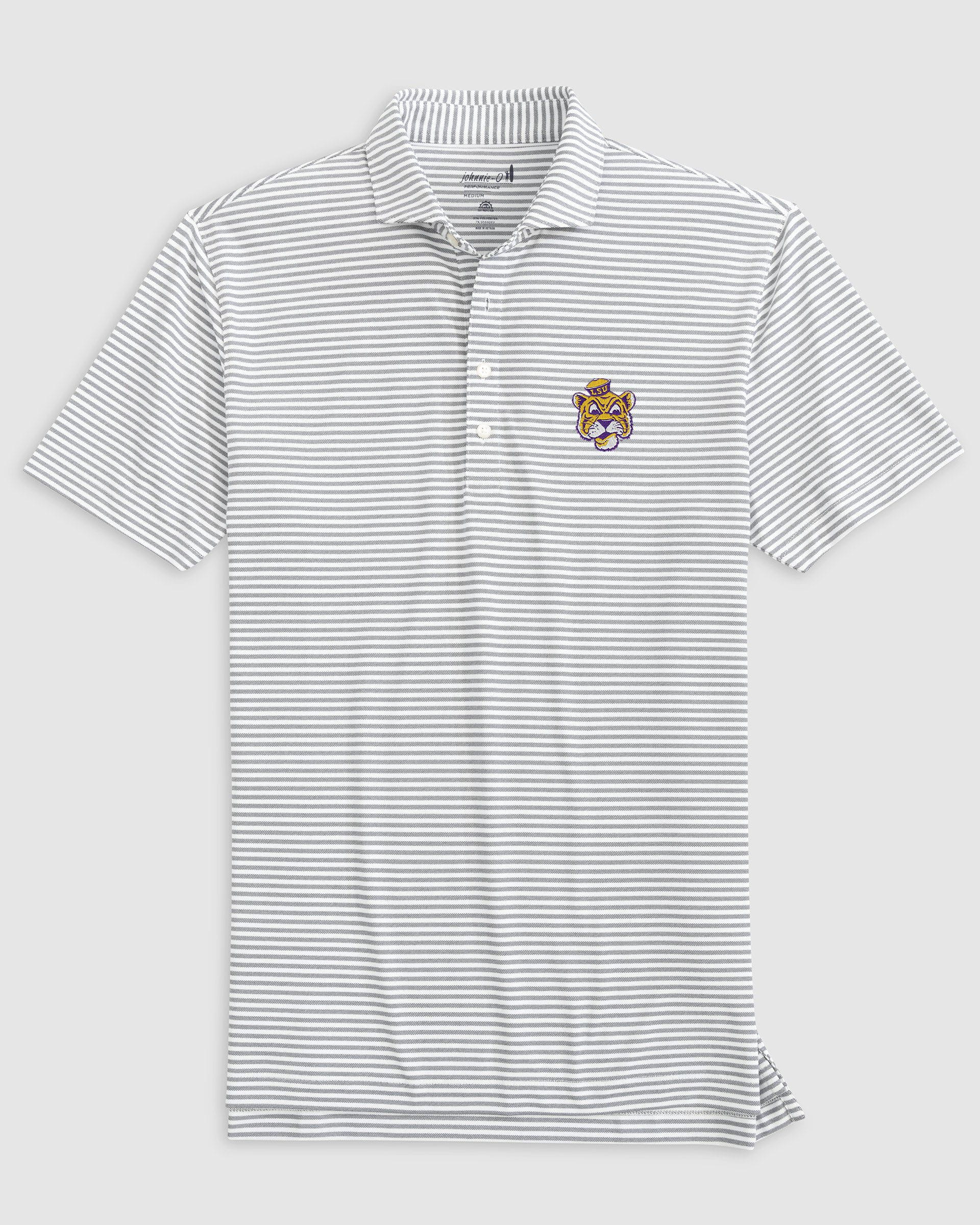 Louisiana State Stetsons Striped Performance Mesh Polo - Vault Logo - Image 3