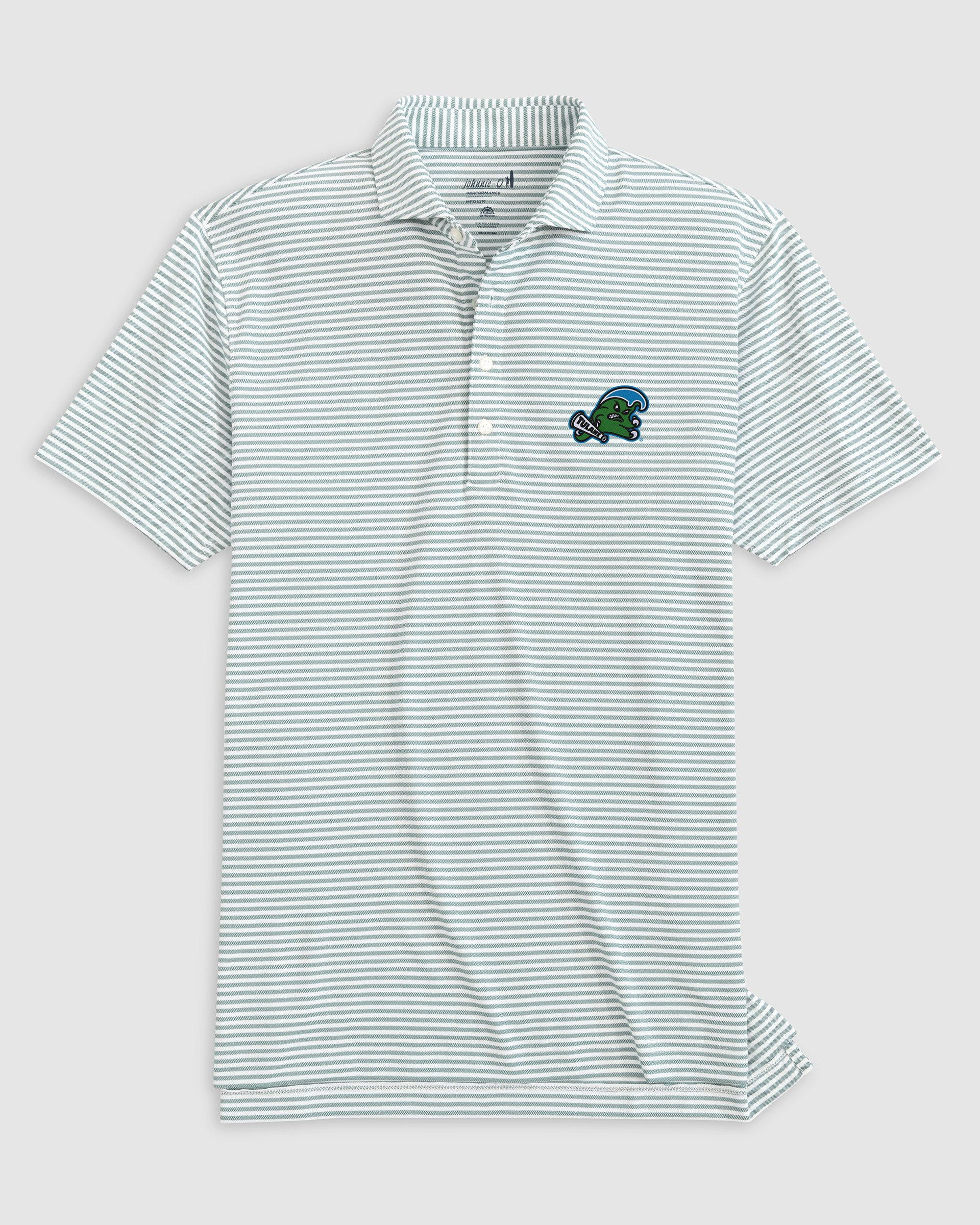 Tulane Stetsons Striped Performance Mesh Polo - Angry Wave Logo - Image 2