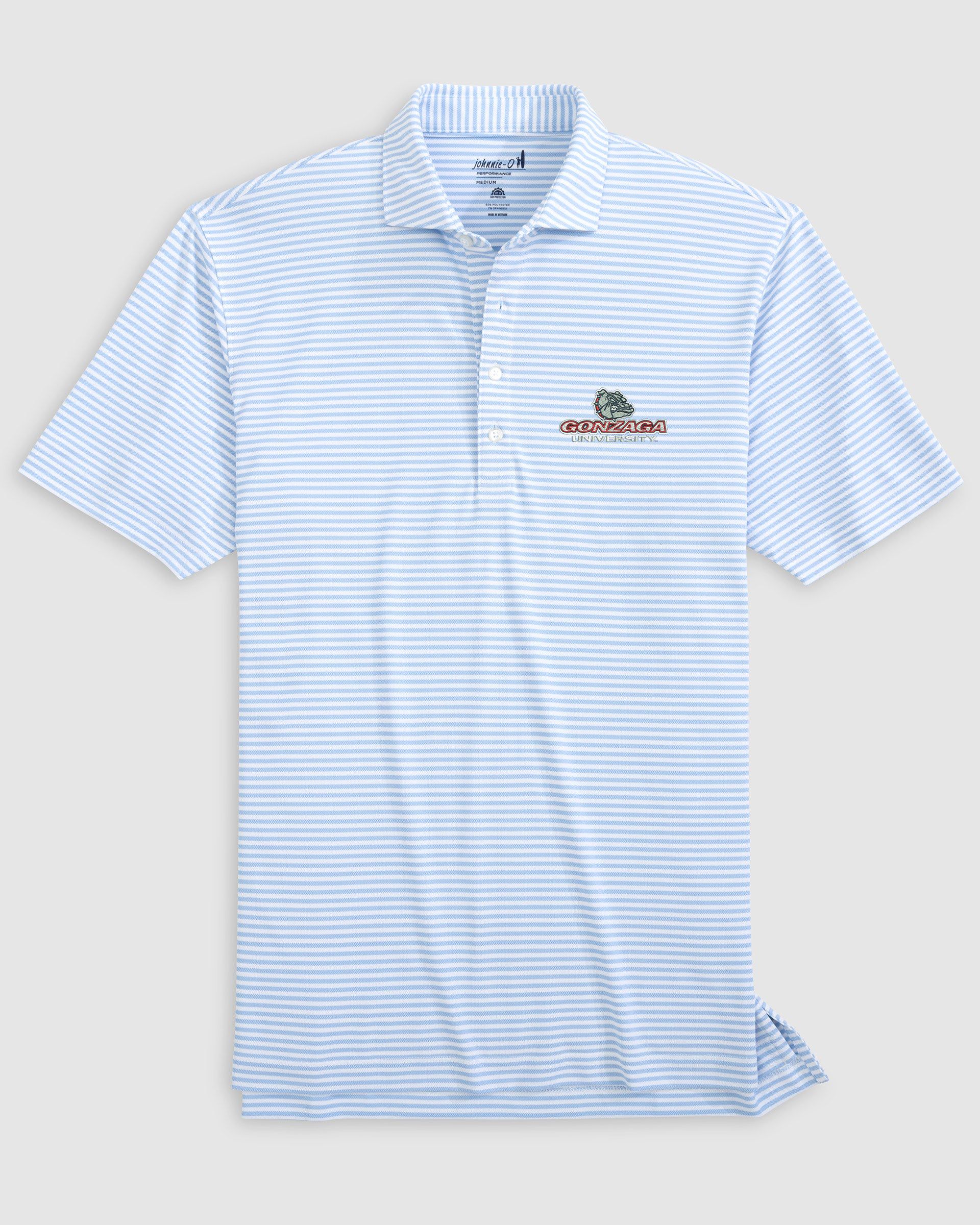Gonzaga Stetsons Striped Performance Mesh Polo - Script Logo