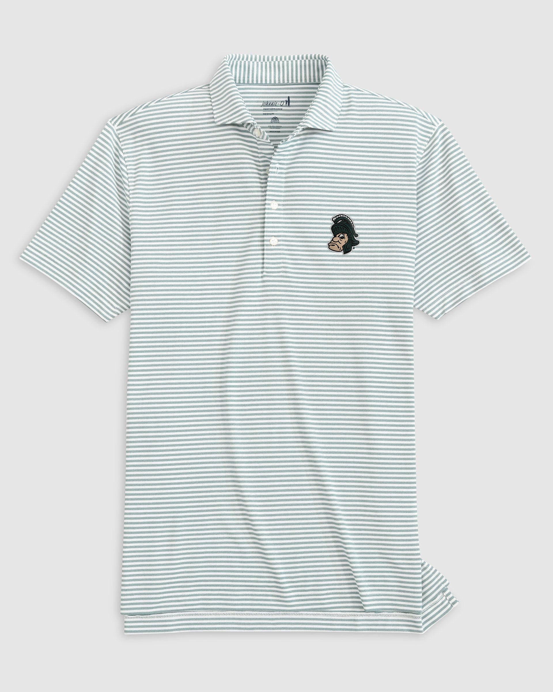 Michigan State Stetsons Striped Performance Mesh Polo - Vault Logo - Image 14