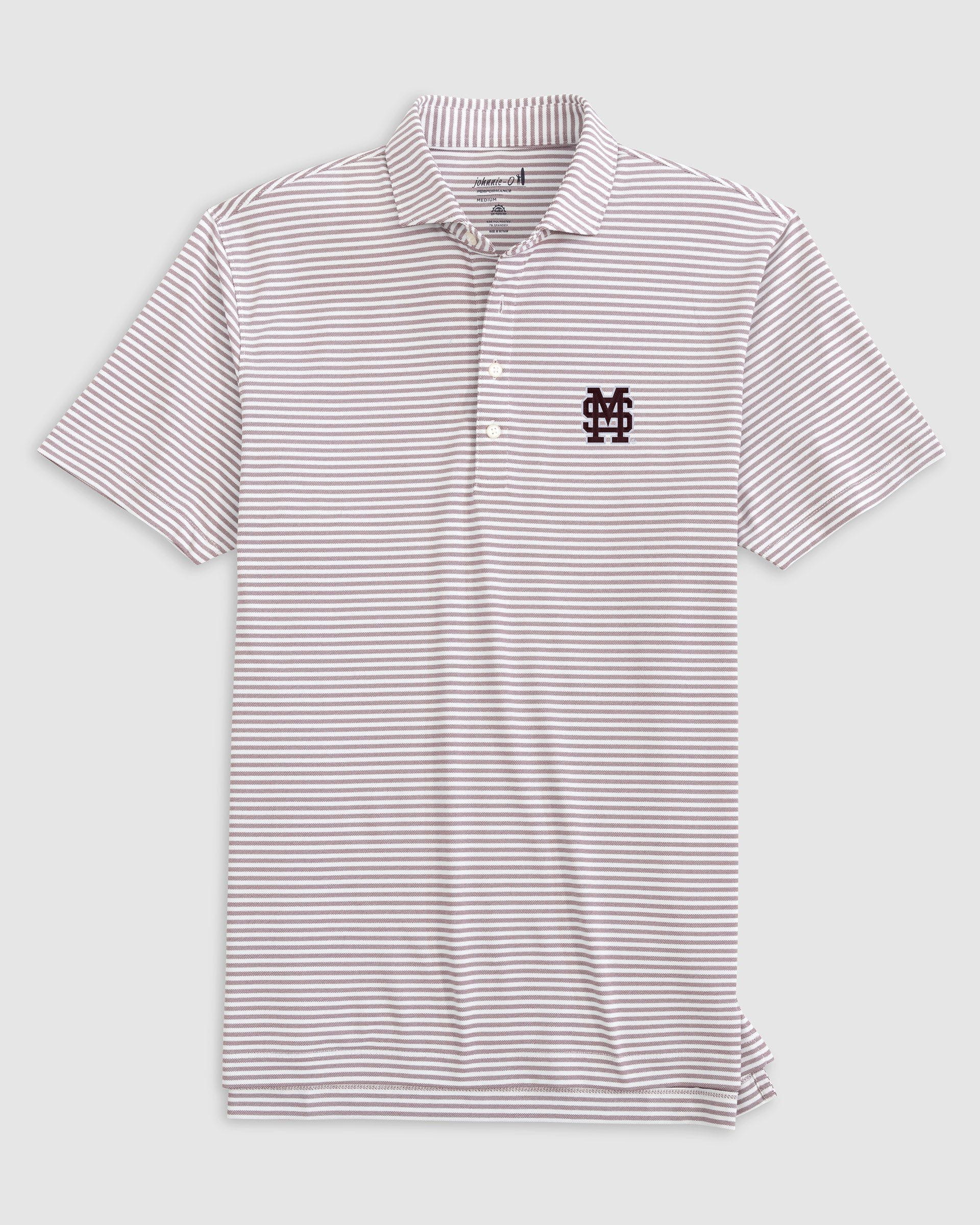 Mississippi State Stetsons Striped Performance Mesh Polo - Baseball Logo - Image 14