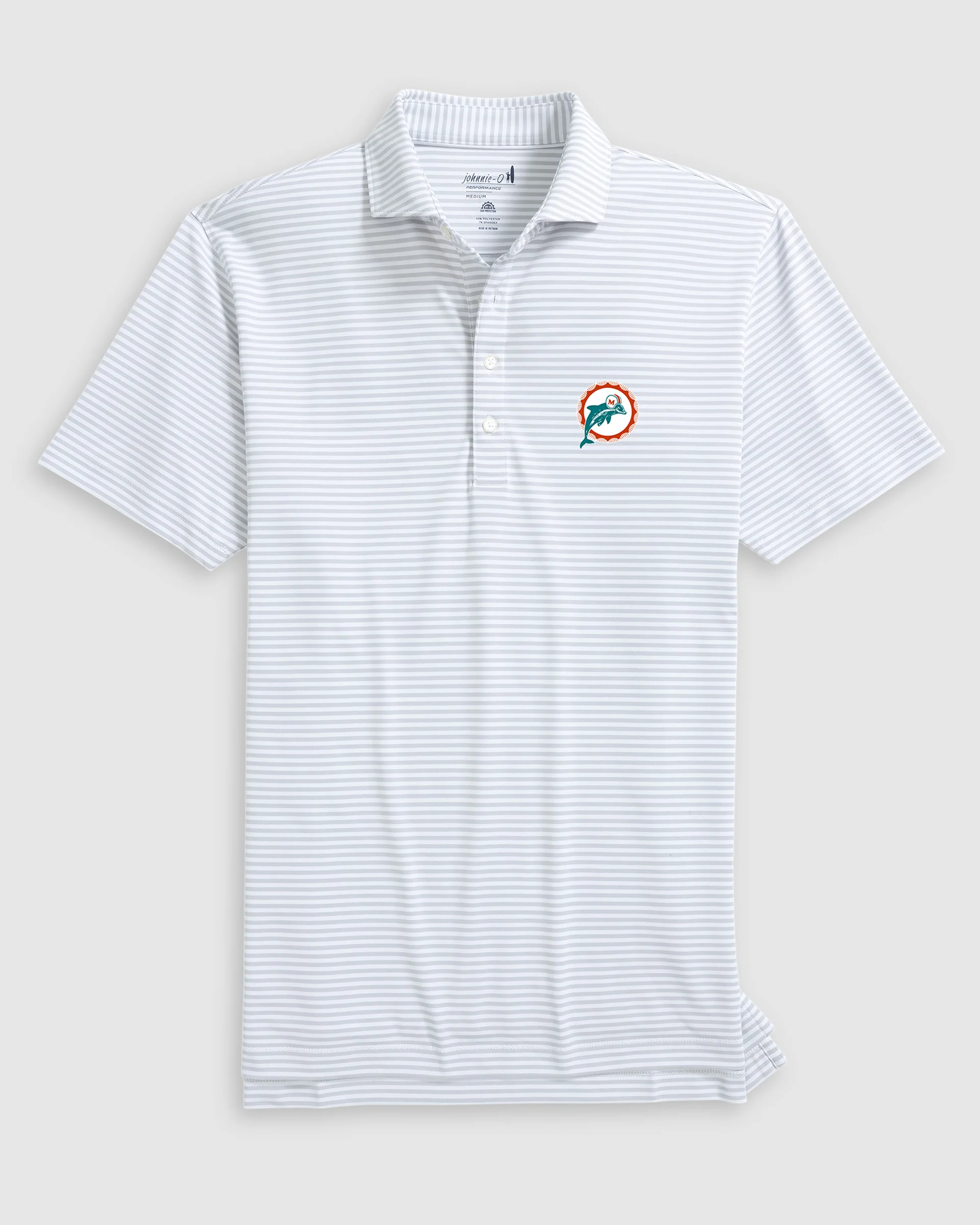 Miami Dolphins Stetsons Striped Performance Mesh Polo - Classic Logo - Image 2