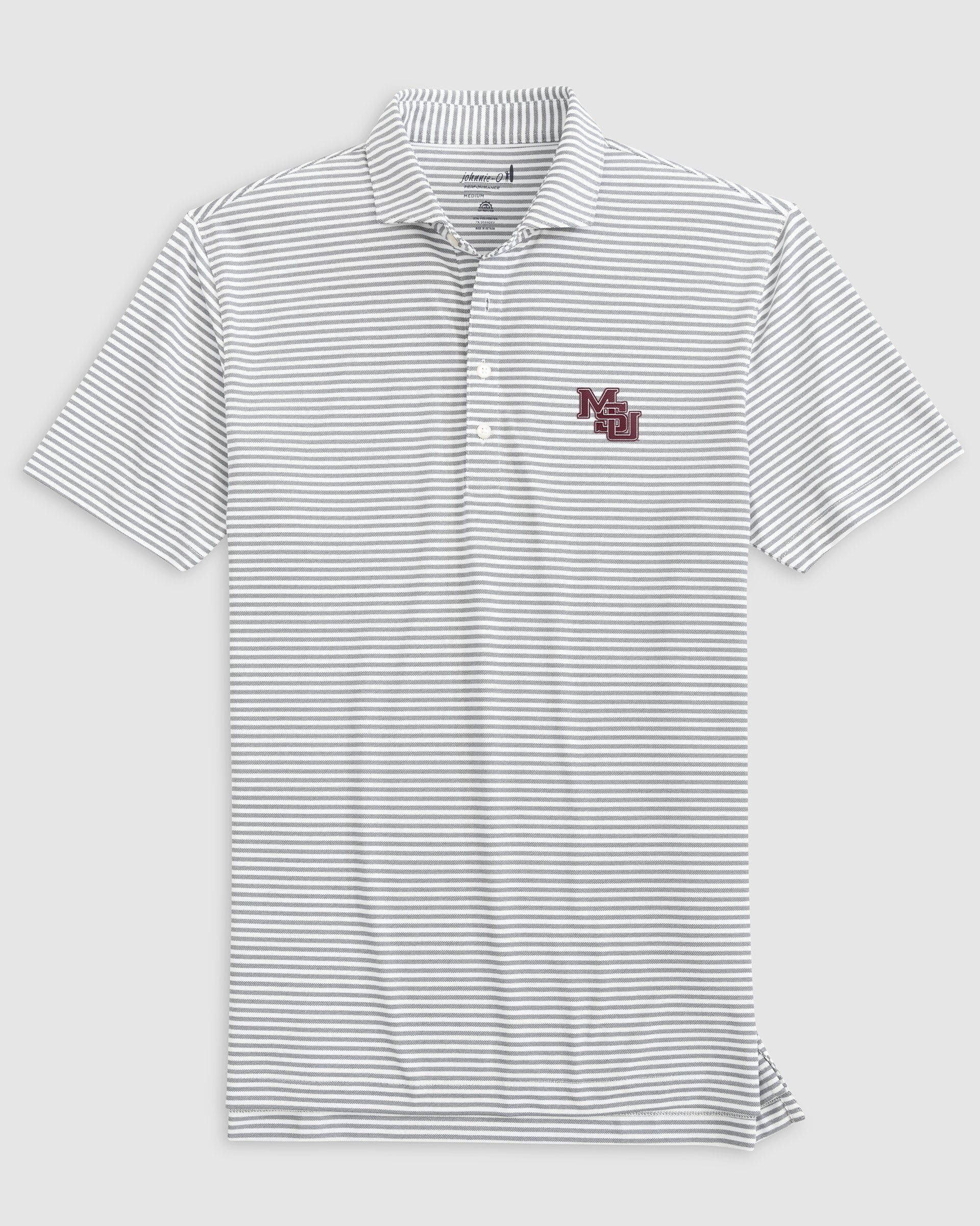 Mississippi State Stetsons Striped Performance Mesh Polo - Vault Logo