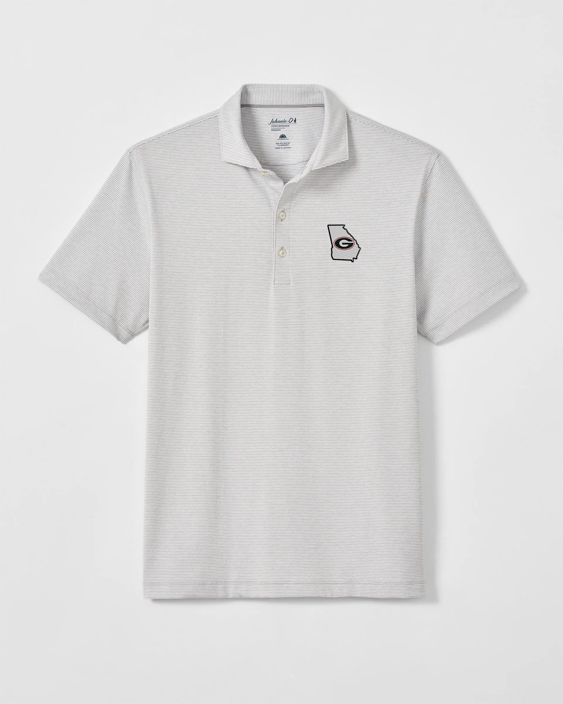 Georgia Lyndon Striped Jersey Performance Polo - State Logo