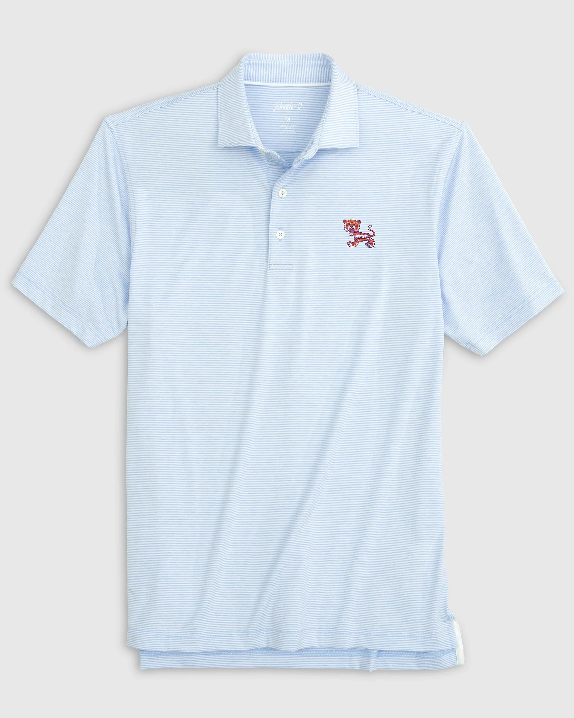 Clemson University Lyndonn Striped Jersey Performance Polo - Vault Logo - Image 4