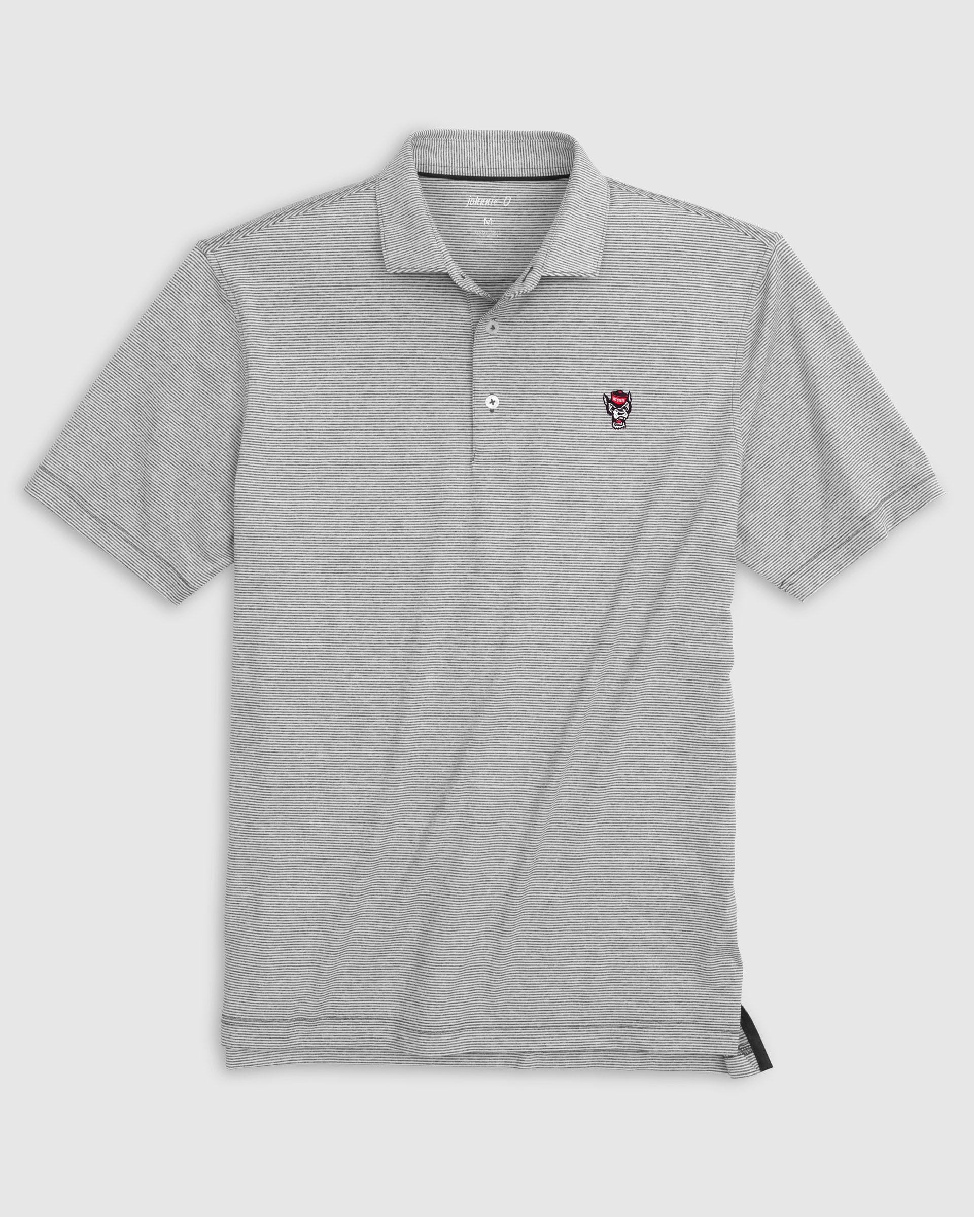 NC State University Lyndonn Striped Jersey Performance Polo - Wolf Logo