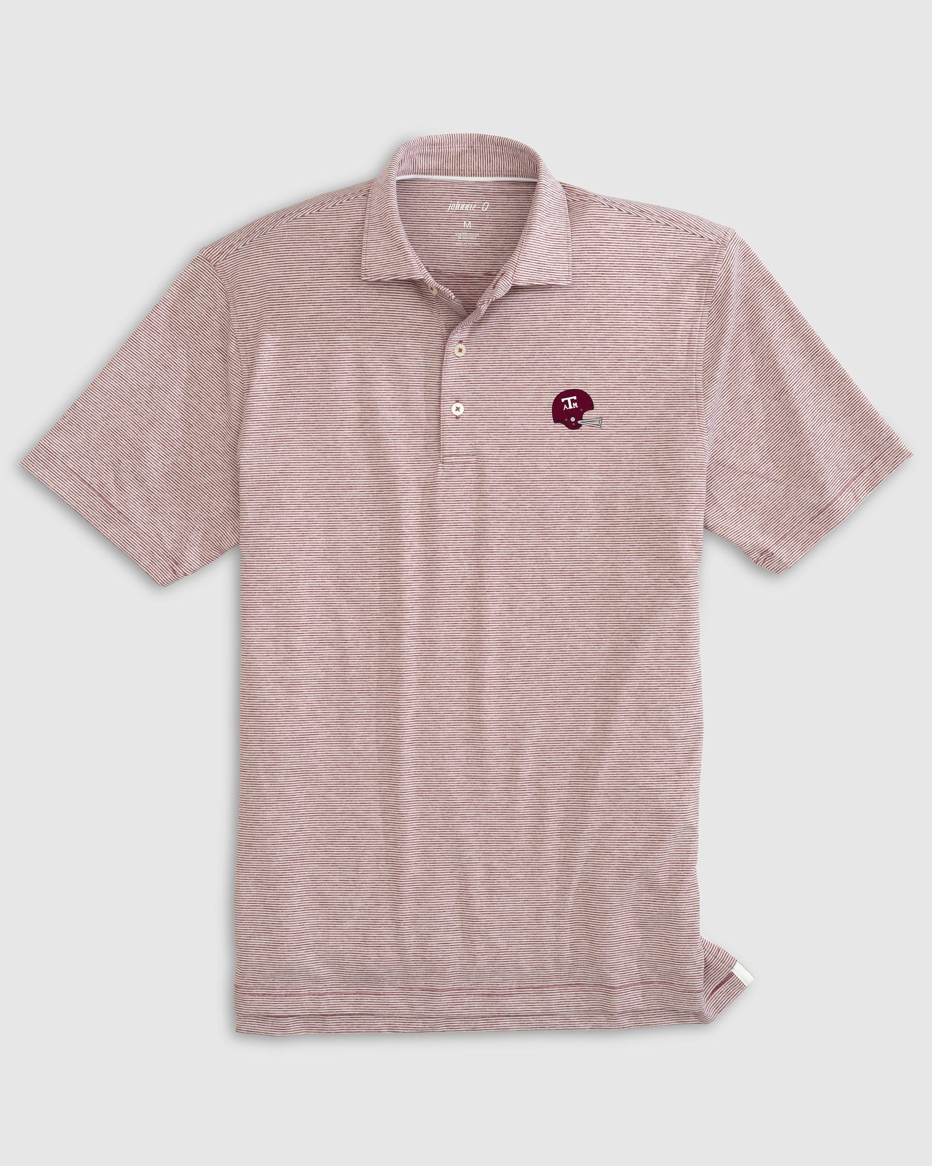 Texas A&M Lyndonn Striped Jersey Performance Polo - Helmet Logo - Image 6