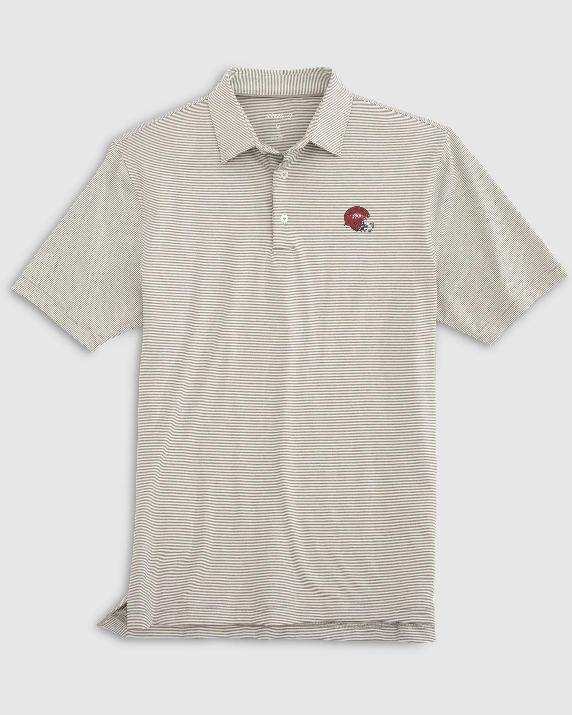University of Arkansas Lyndonn Striped Jersey Performance Polo - Helmet Logo - Image 3