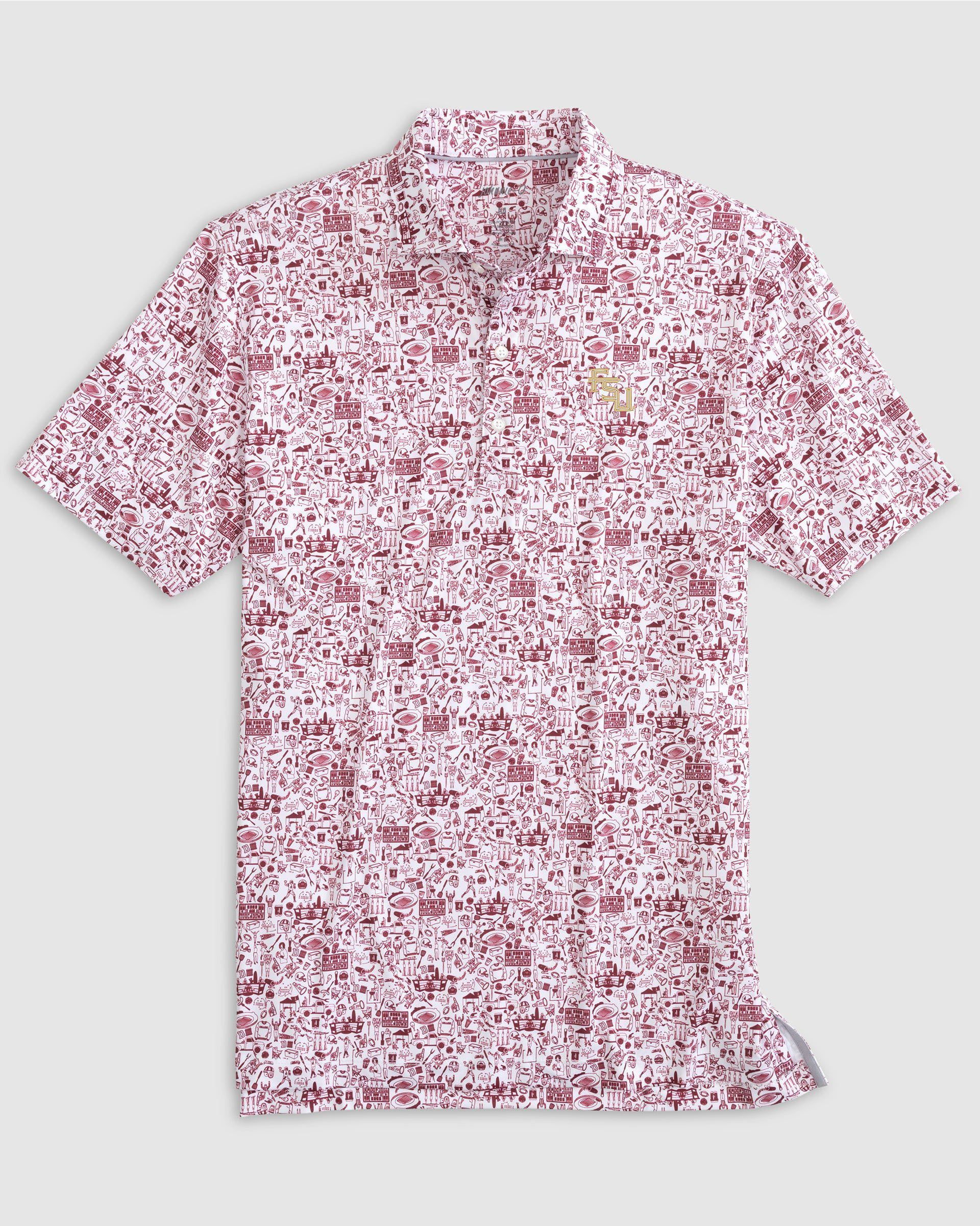 Florida State University Tailgater Printed Jersey Performance Polo - Stacked Logo