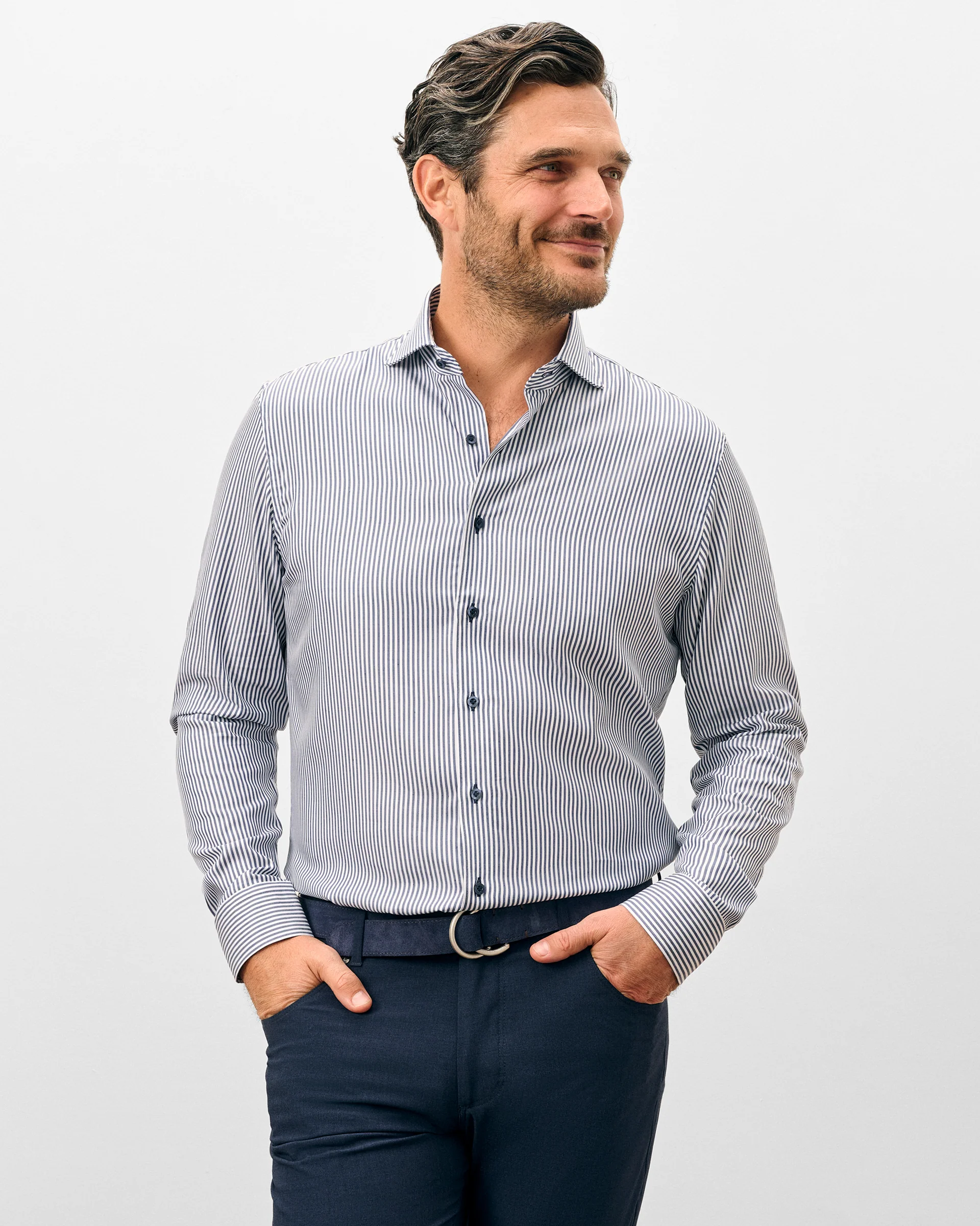 Tencel Button Down Shirt - Judes Stripe