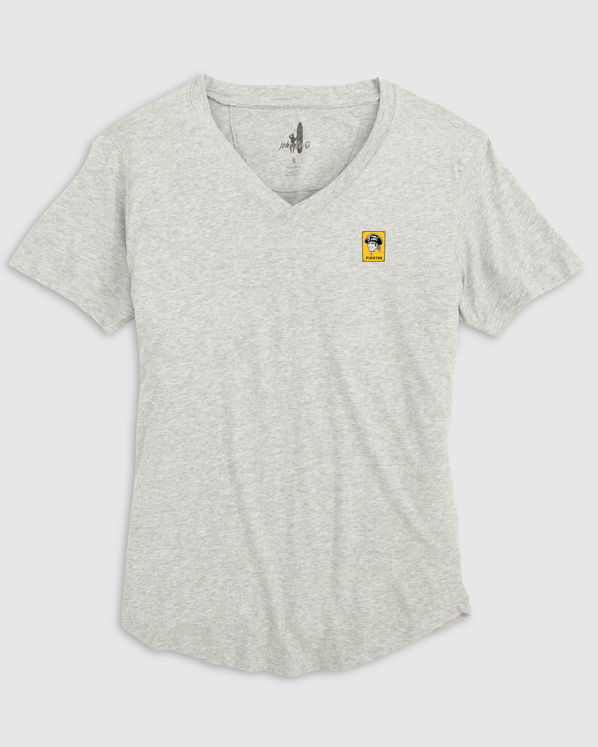 Women's Pittsburgh Pirates Merediths V-Neck T-Shirt - Cooperstown Logo