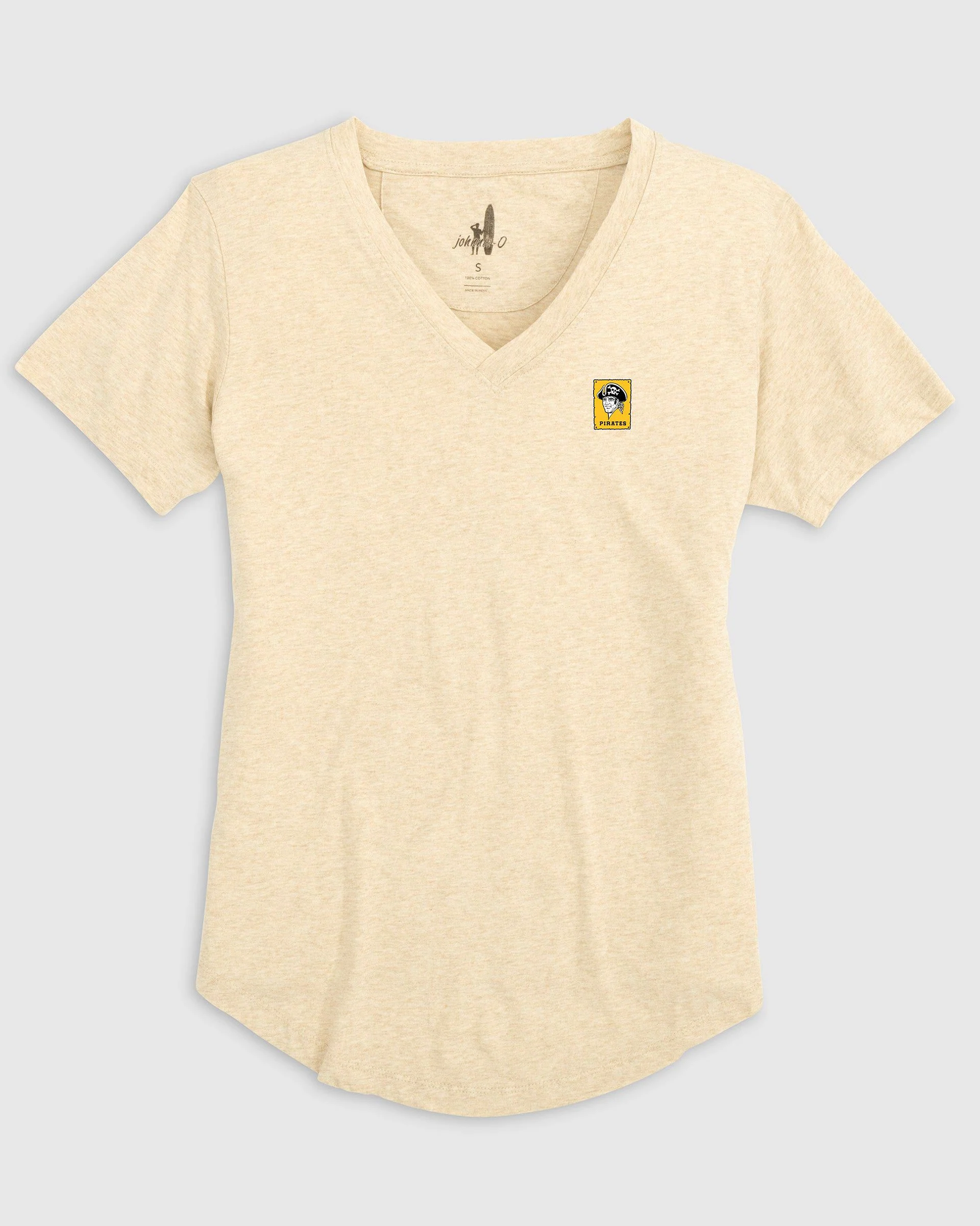 Women's Pittsburgh Pirates Merediths V-Neck T-Shirt - Cooperstown Logo - Image 2