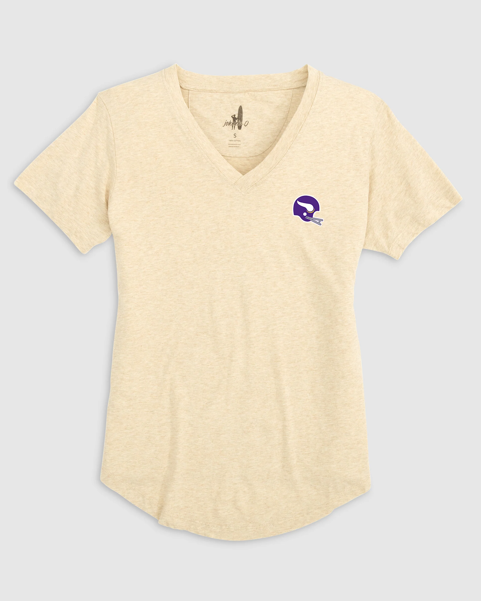 Women's Minnesota Vikings Merediths V-Neck T-Shirt - Classic Logo - Image 3