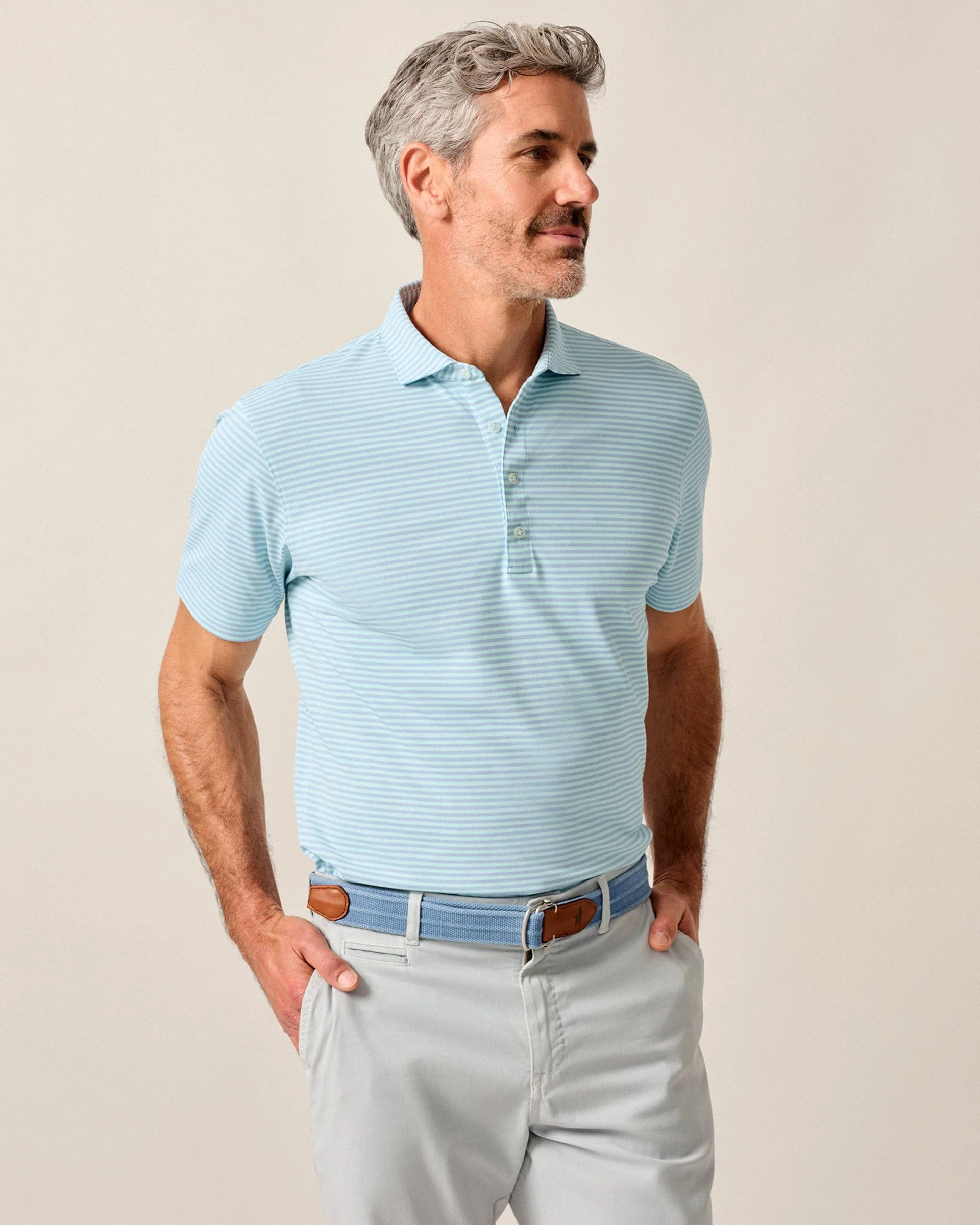Performance Mesh Polo - Stetson Stripe - Image 2